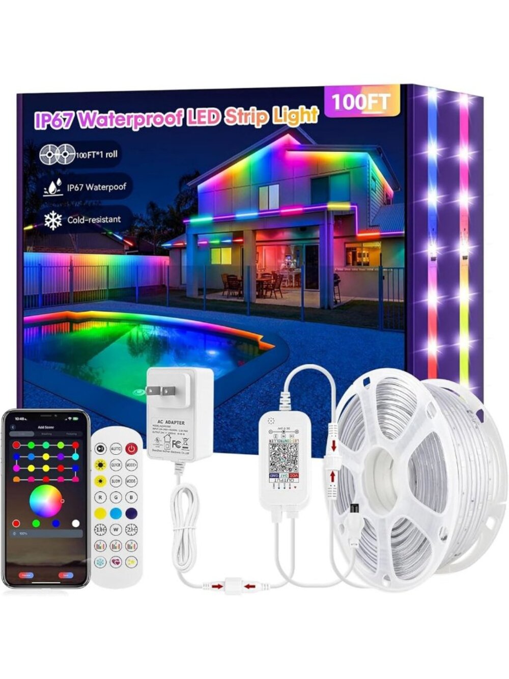 100FT Waterproof RGB LED Strip Lights for Outdoor Patio, Garden & Party Decor